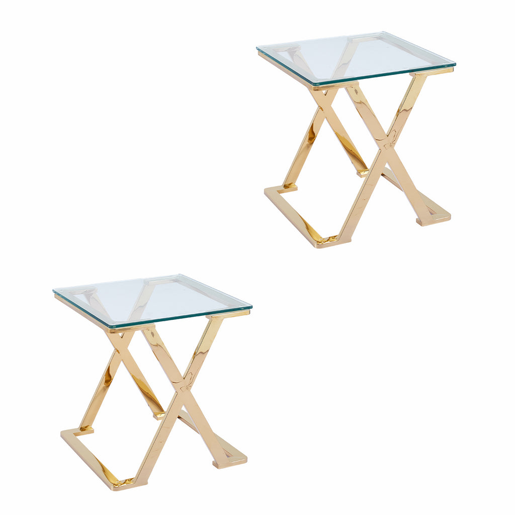 gold end table set