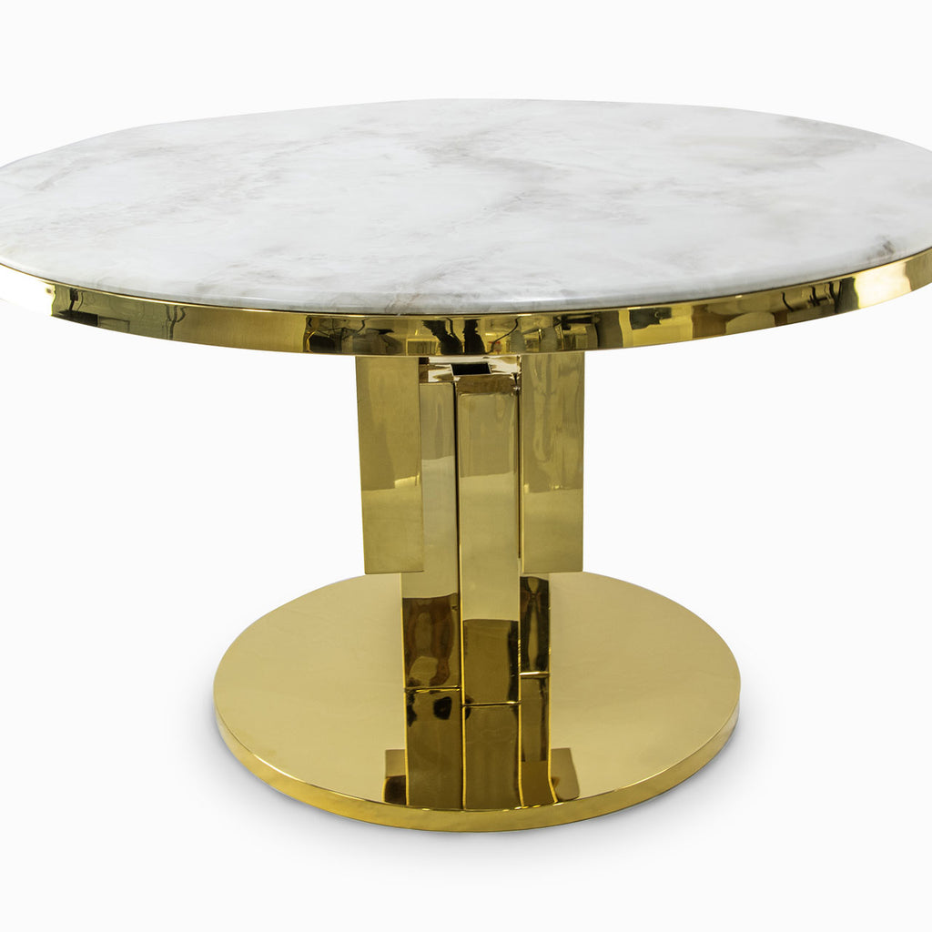 gold dining table with premium marble top
