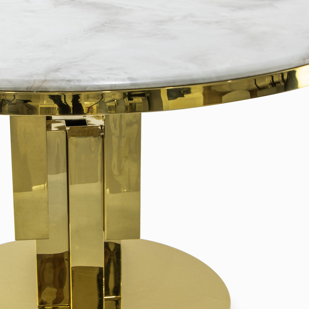 gold round marble dining table