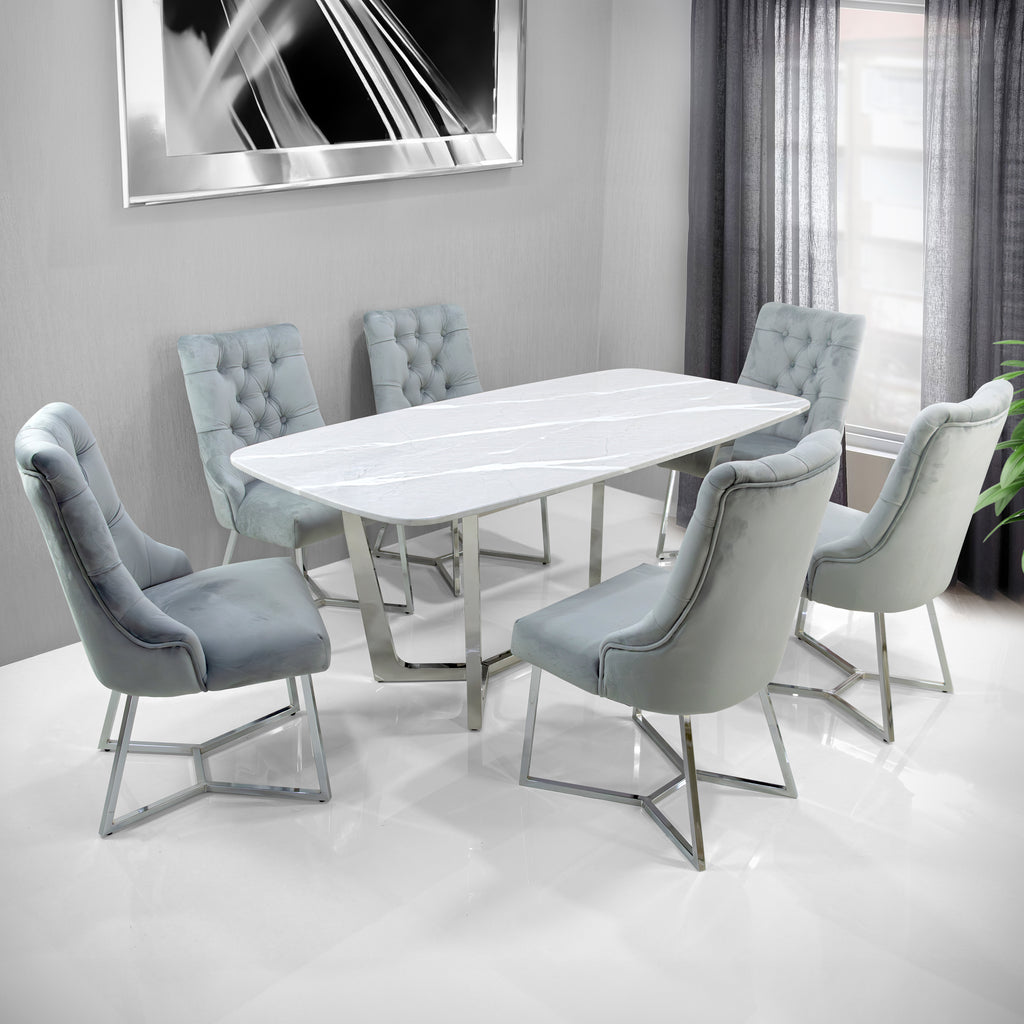 grey marble dining table set