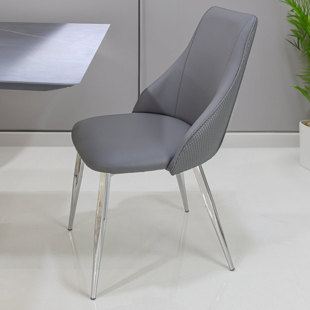 grey pu leather dining chair