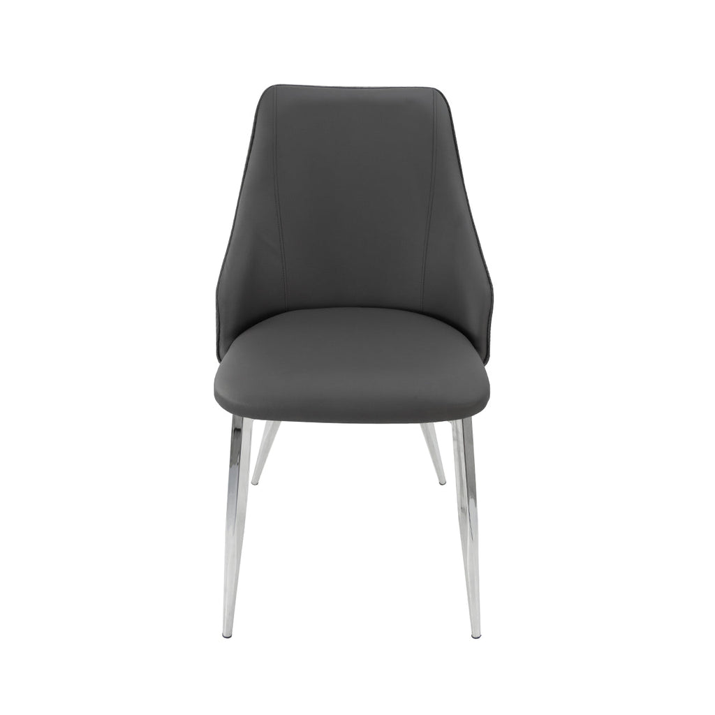 grey leather dining chair 