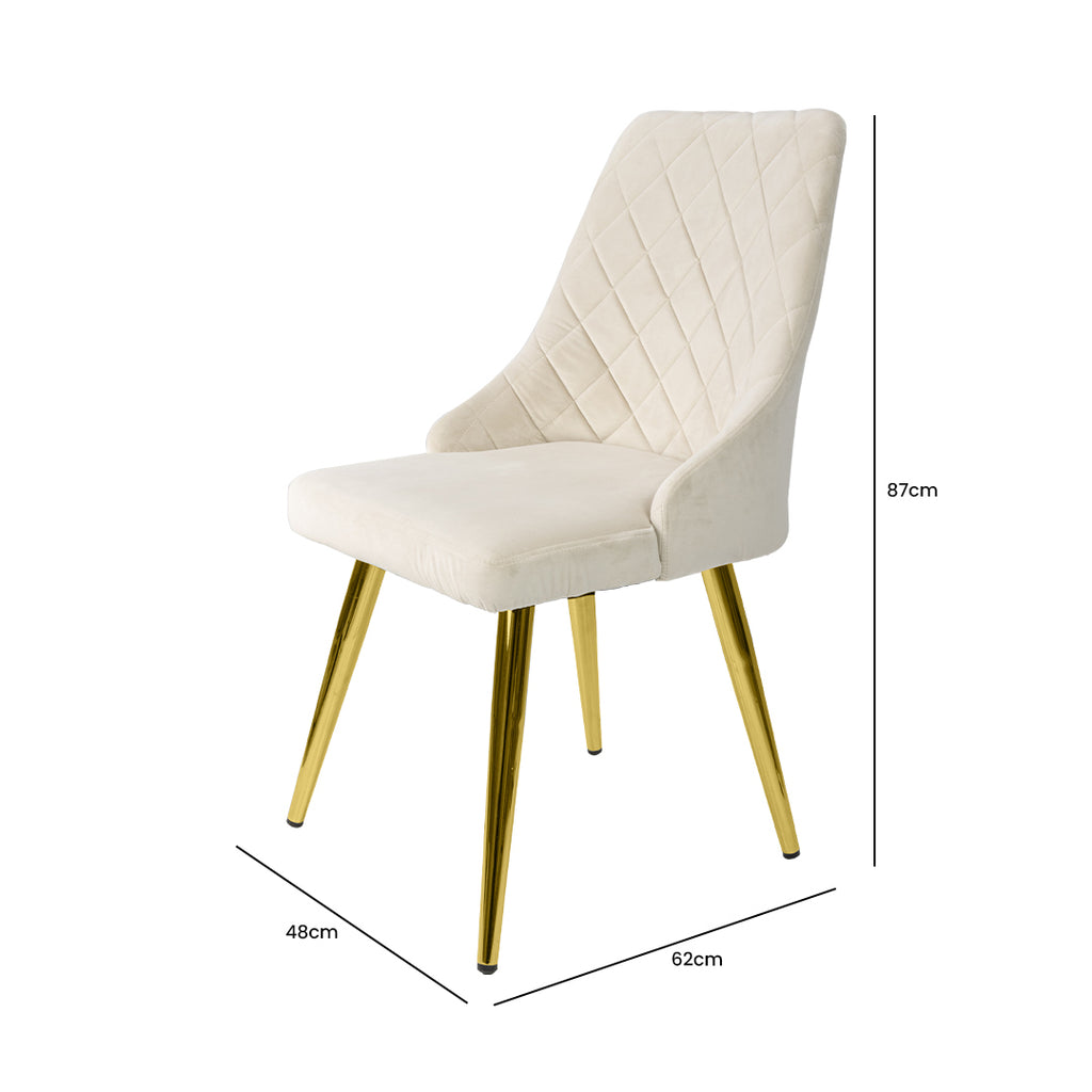 cream dining chair with gold legs