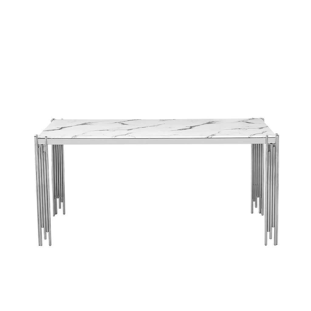 marble top chrome dining table