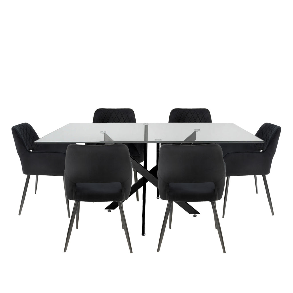 6 seater black dining table set