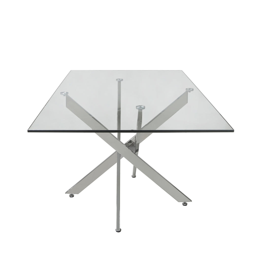 tempered glass large dining table