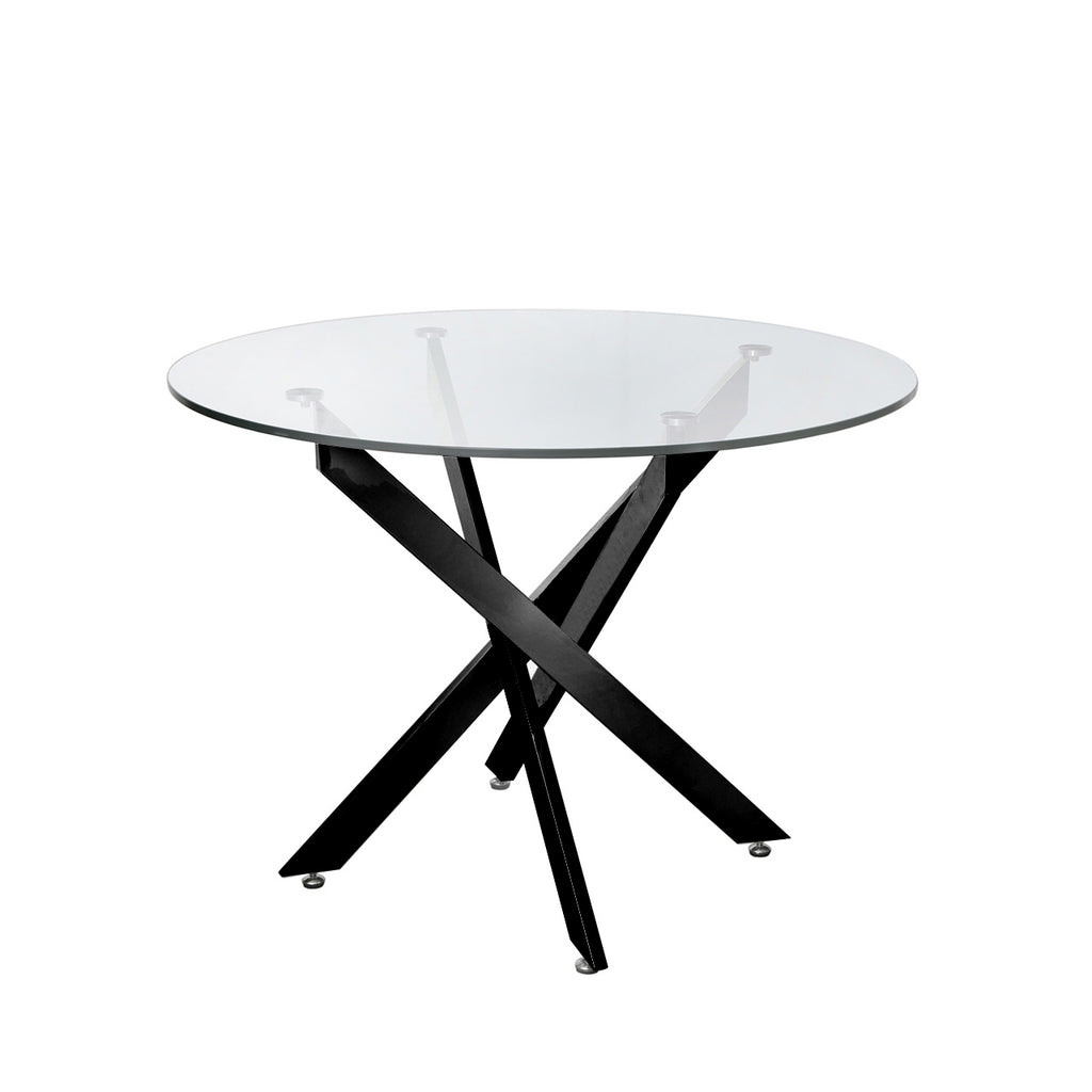 round glass top black dining table 