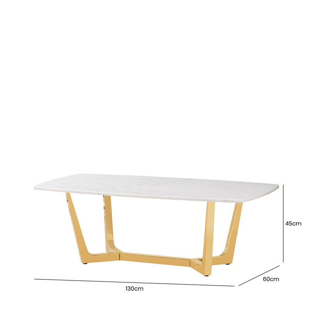 gold coffee table with marble top
