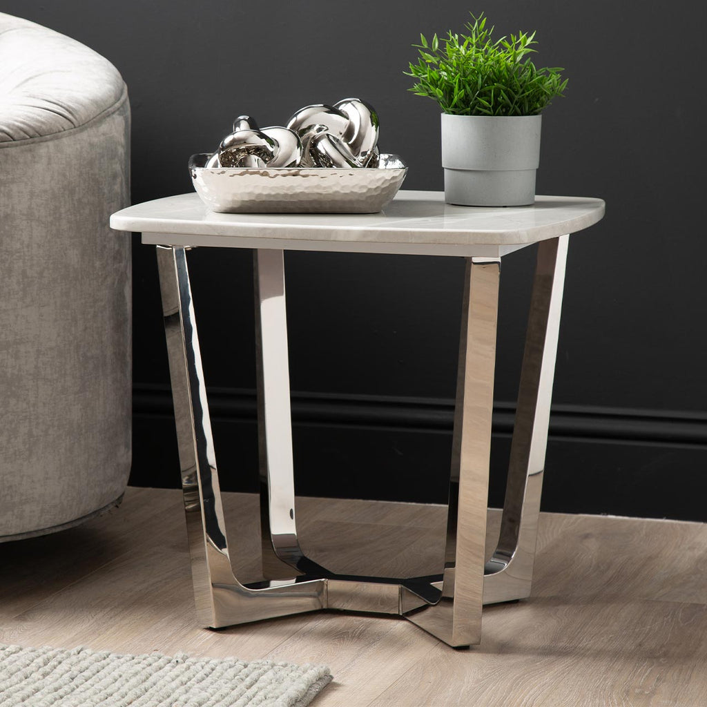 chrome marble side table