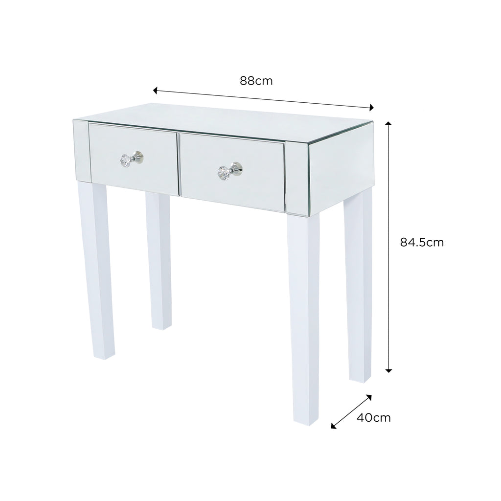 Two Mirrored Drawer - Dressing Table + Stool - VANITY LIVING