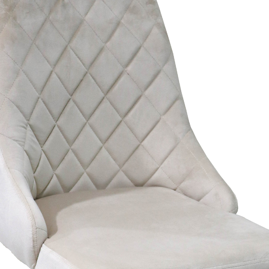 velvet dining chair in cream color