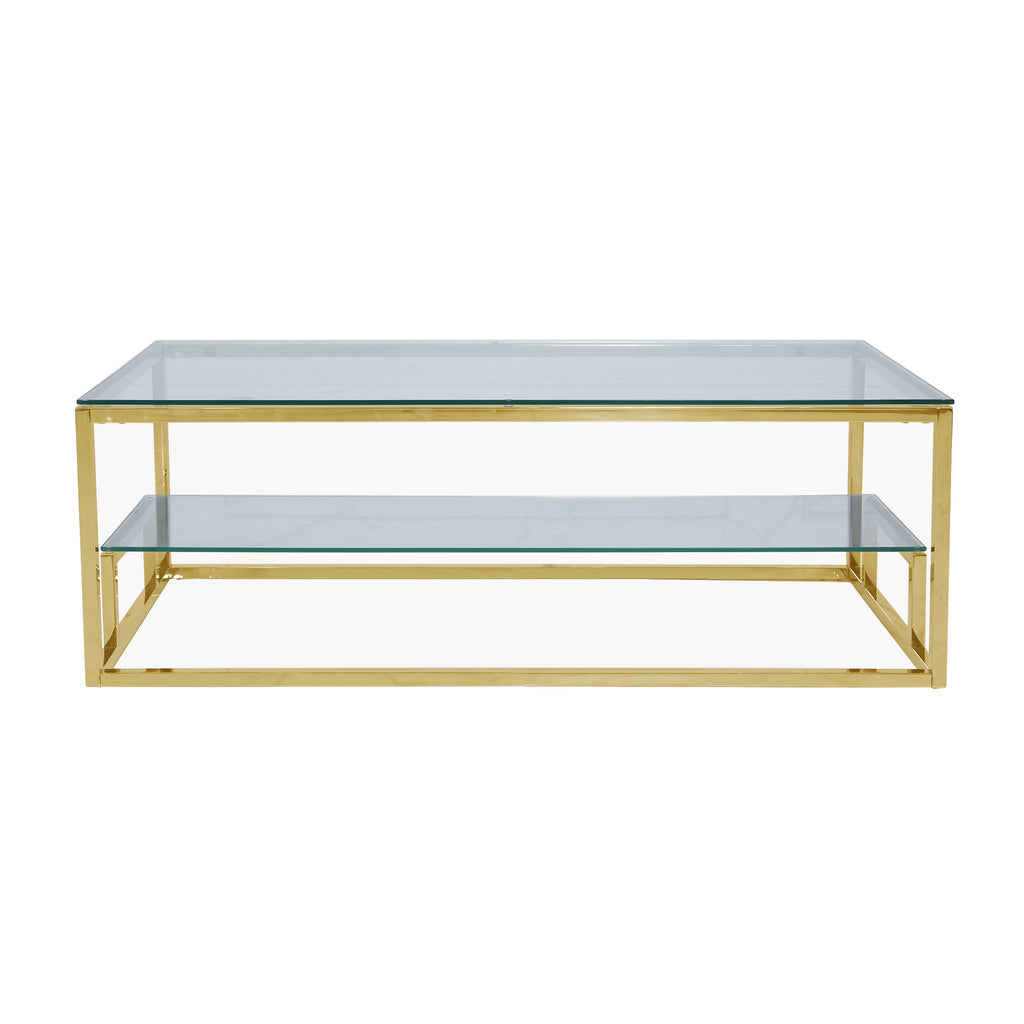 Valencia 2-Tier Gold - 2 Side Tables + Coffee Table - VANITY LIVING