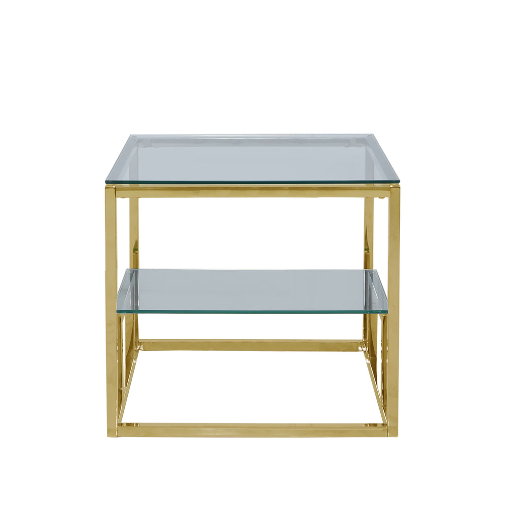 Valencia 2-Tier Gold - 2 Side Tables + Coffee Table - VANITY LIVING