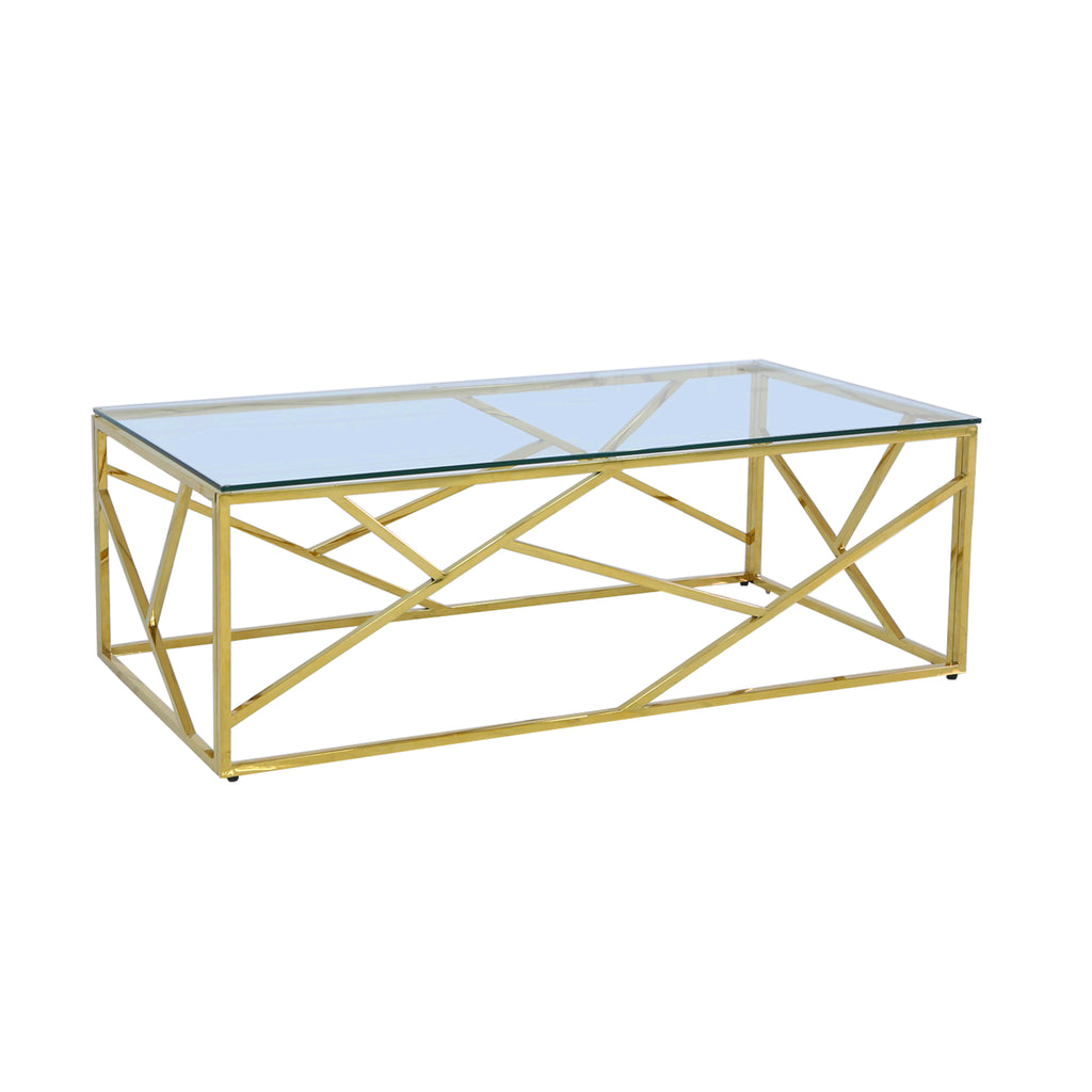 Gold coffee table with glass top