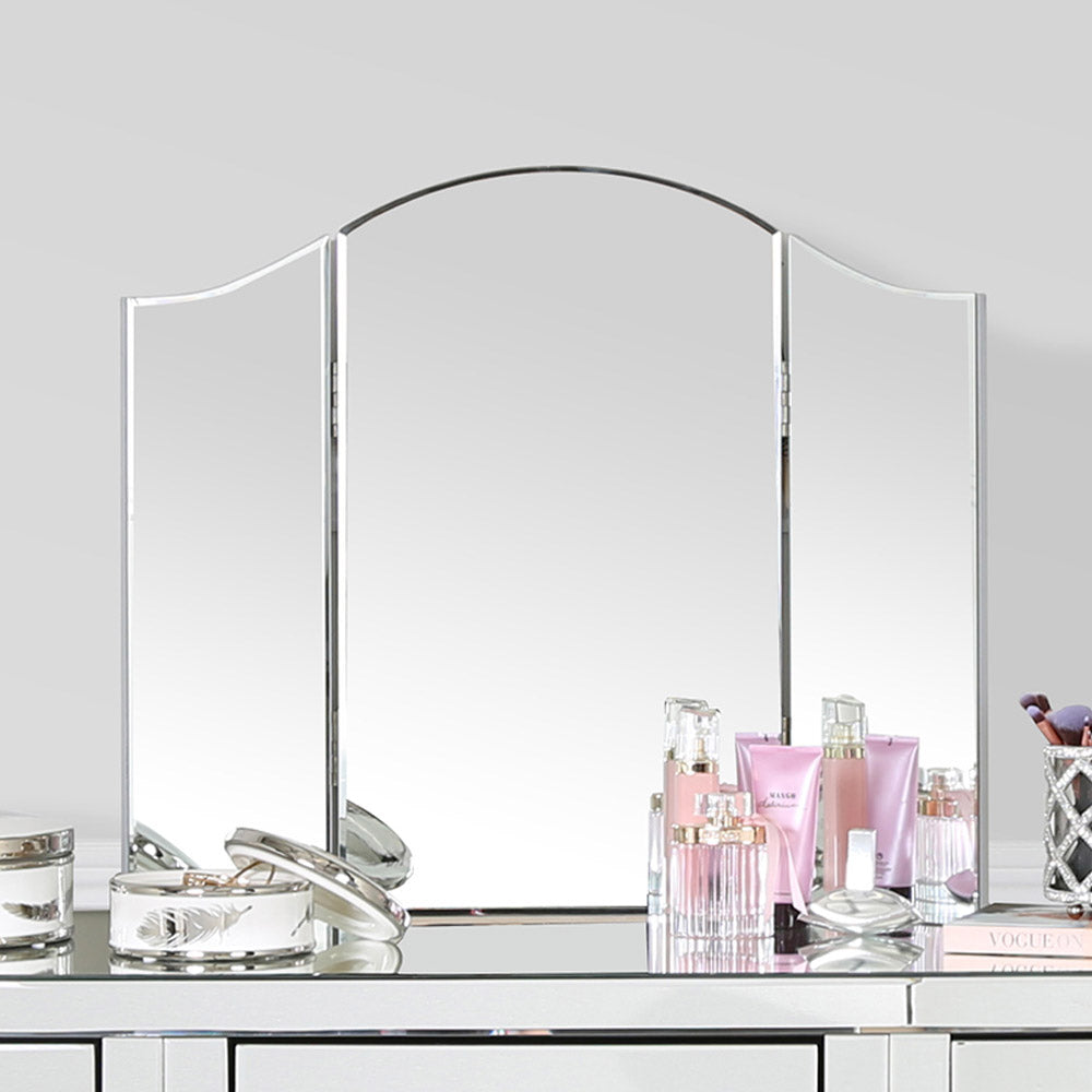 Vanity Mirror Treviso Silver Curved Trifold VANITY LIVING