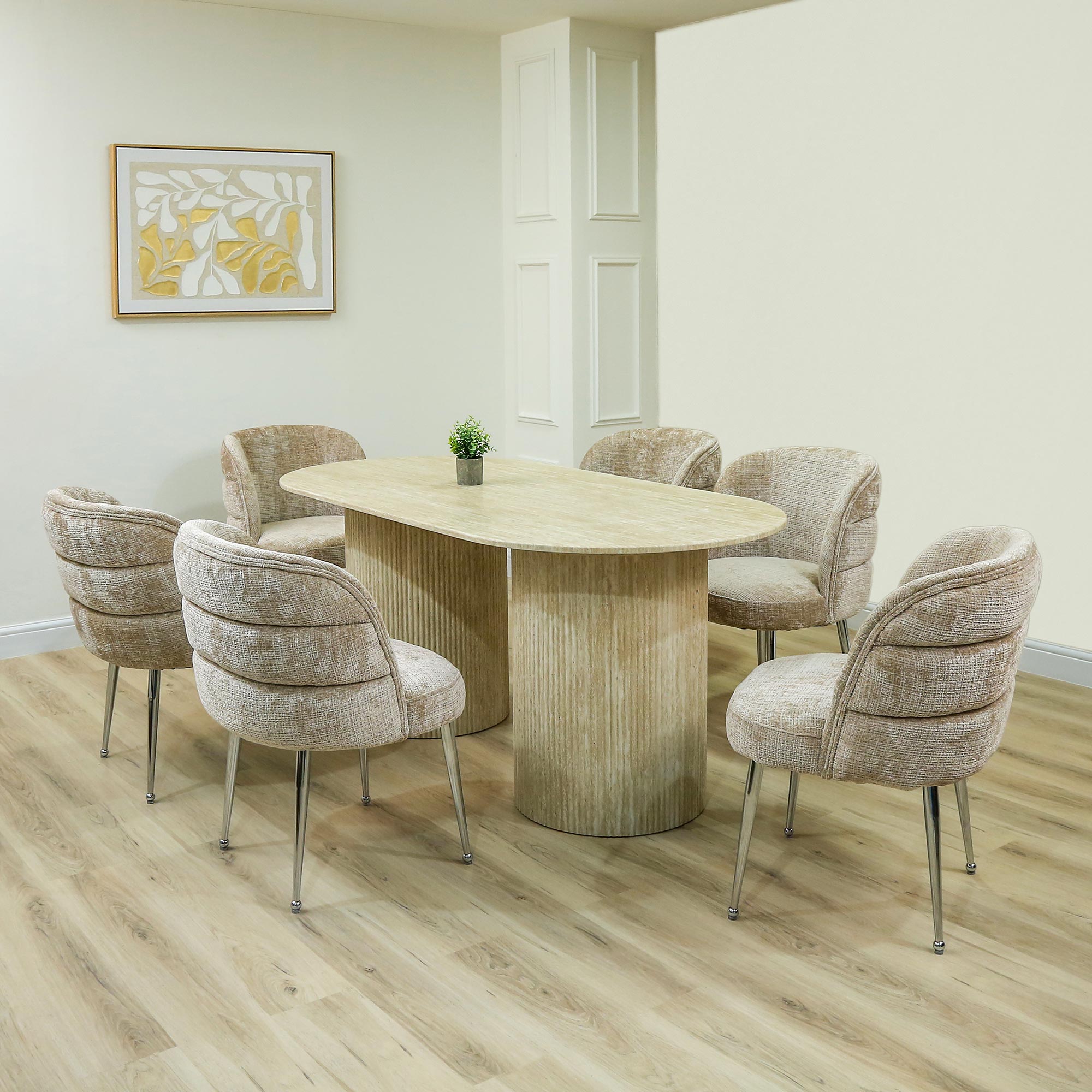 Buy Seater Dining Table Set Avellino Cream Large Travertine