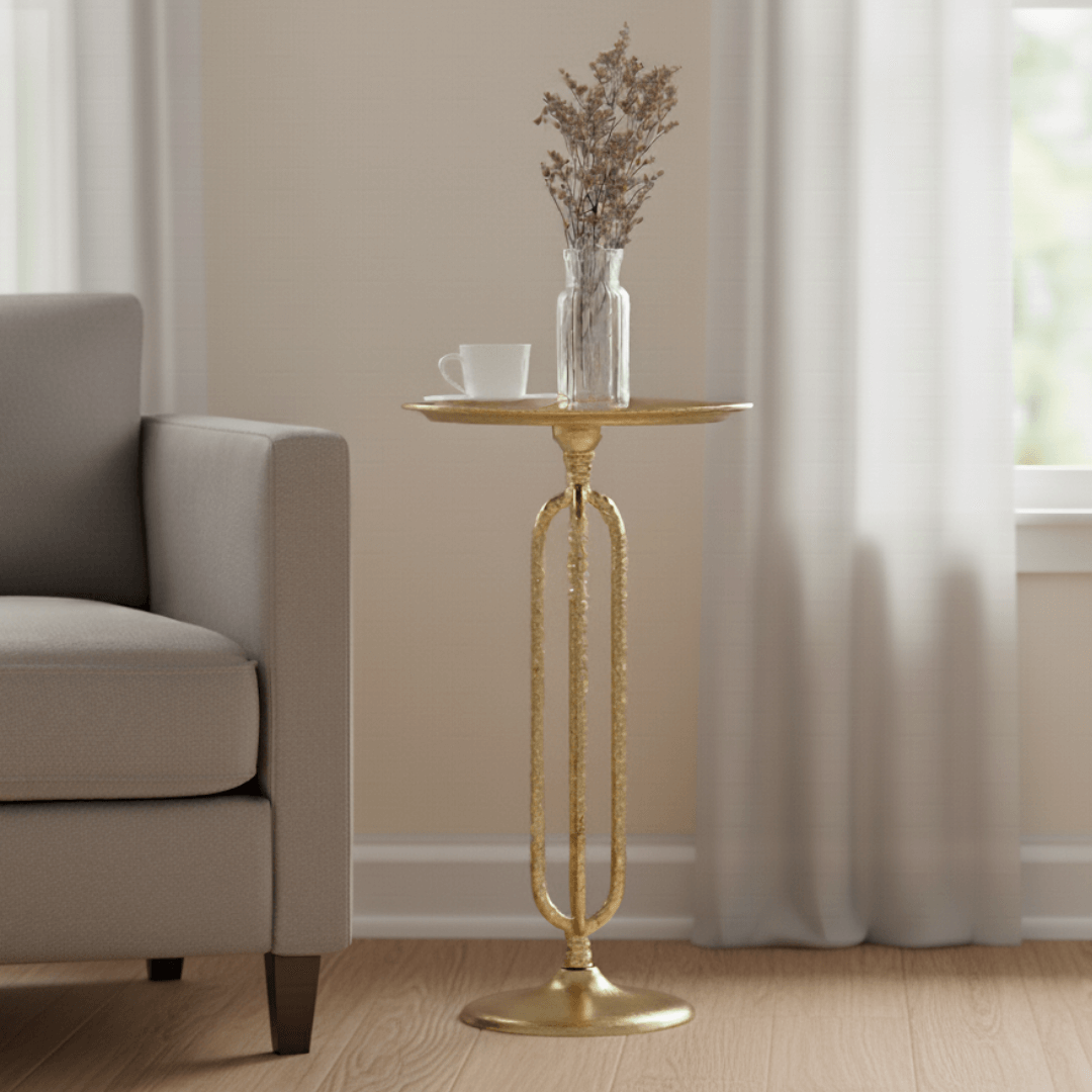 Side Table - Textured Dull Gold Metal – VANITY LIVING