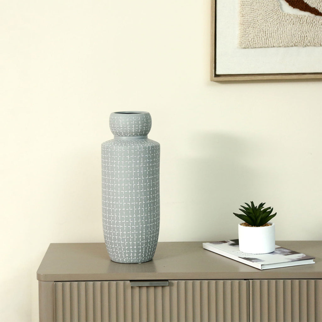 32.8cm Grey Ceramic Vase