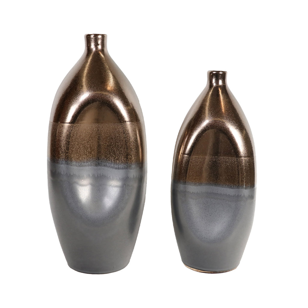 33.9cm Black and Gold Ceramic Vase