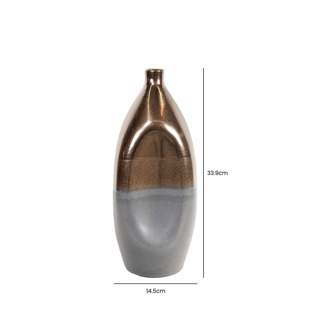 33.9cm Black and Gold Ceramic Vase