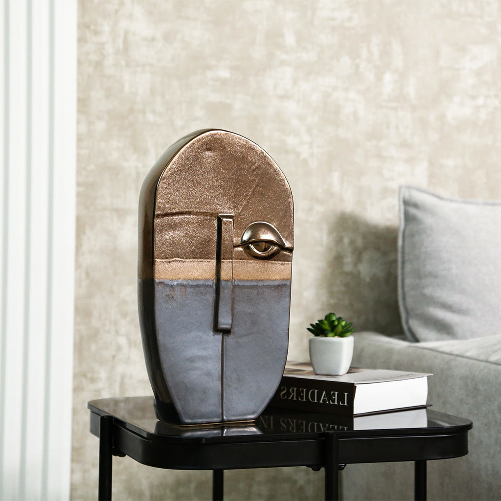 35.6cm Black and Gold with Right Eye Ceramic Deco