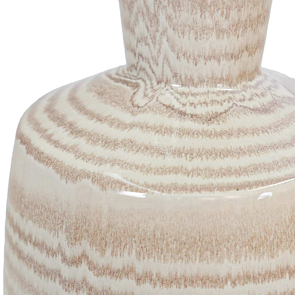 44.3cm Beige and Brown Stripes Ceramic Vase