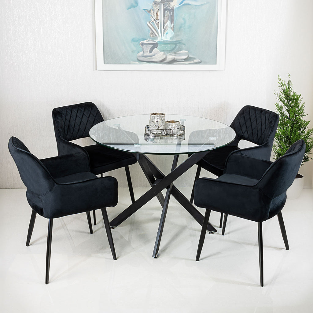 Black dining table set 4 seater