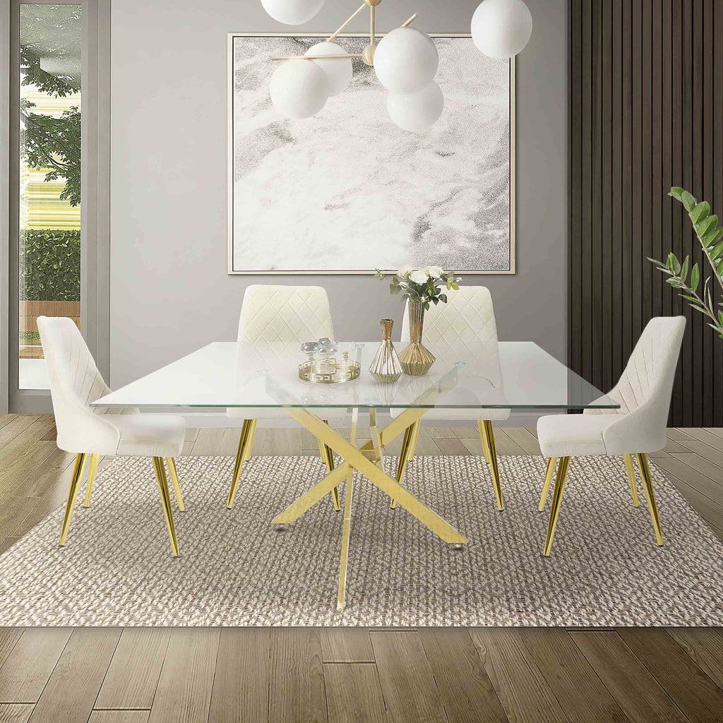 4 seater gold dining table set