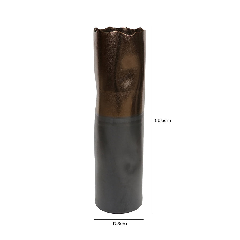 56.5cm Black and Gold Ceramic Vase