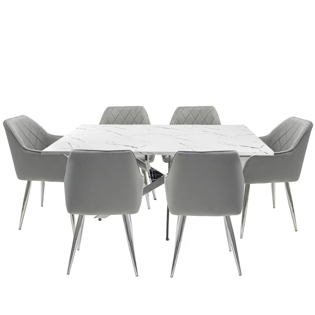 6 seater marble dining set