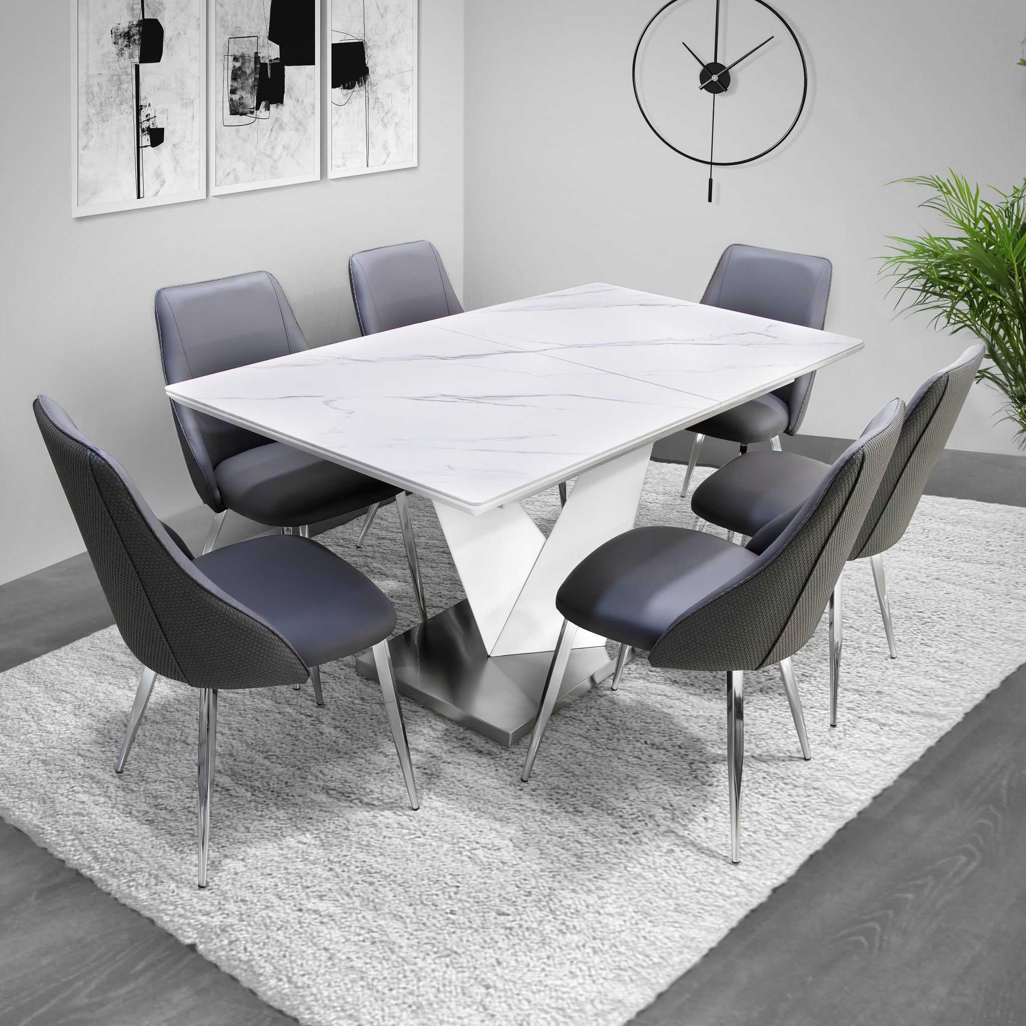 White table 6 chairs deals