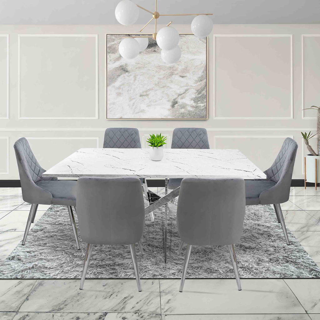 6 seater marble dining set
