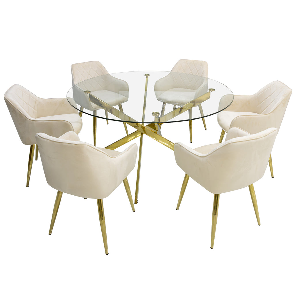 round gold dining table set of 6
