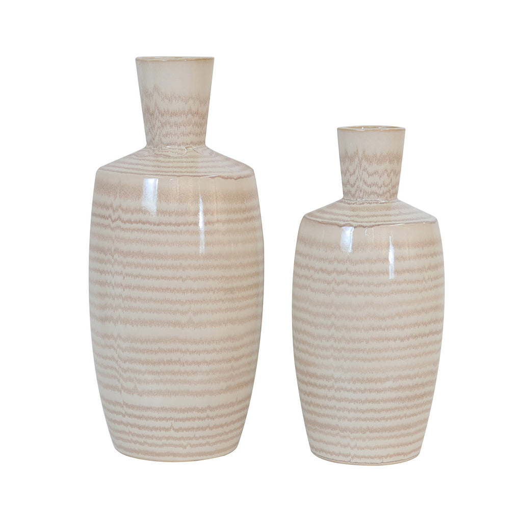 81cm Beige and Brown Stripes Ceramic Vase