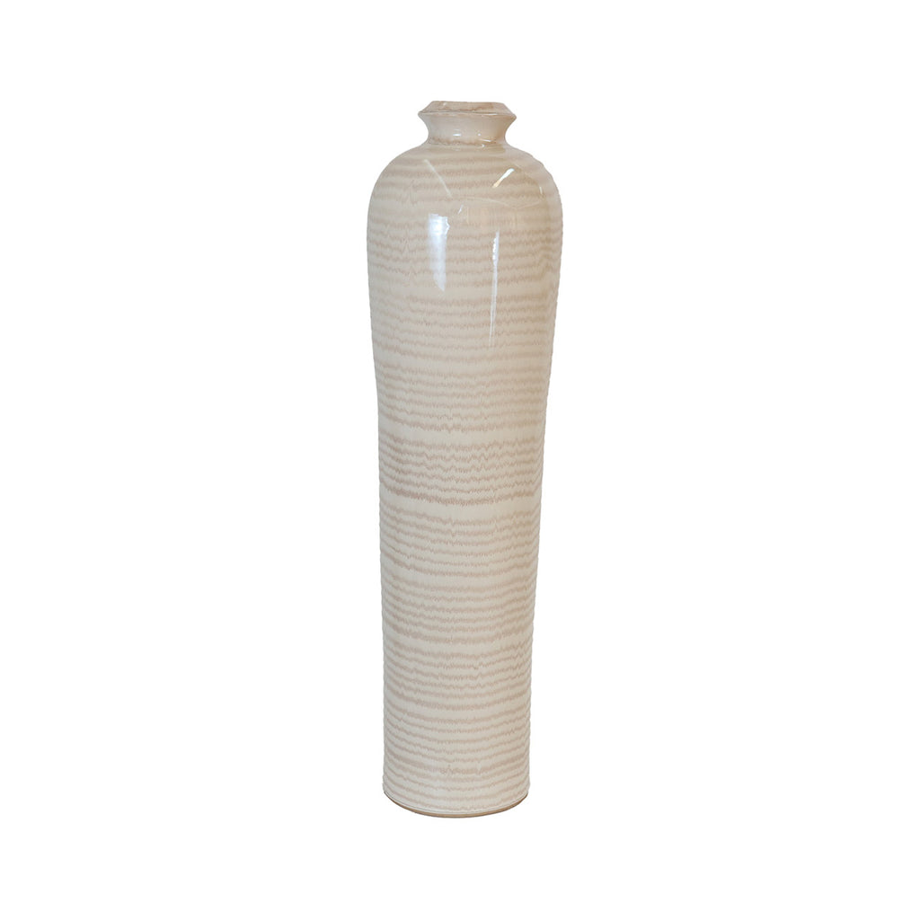 81cm Beige and Brown Stripes Ceramic Vase