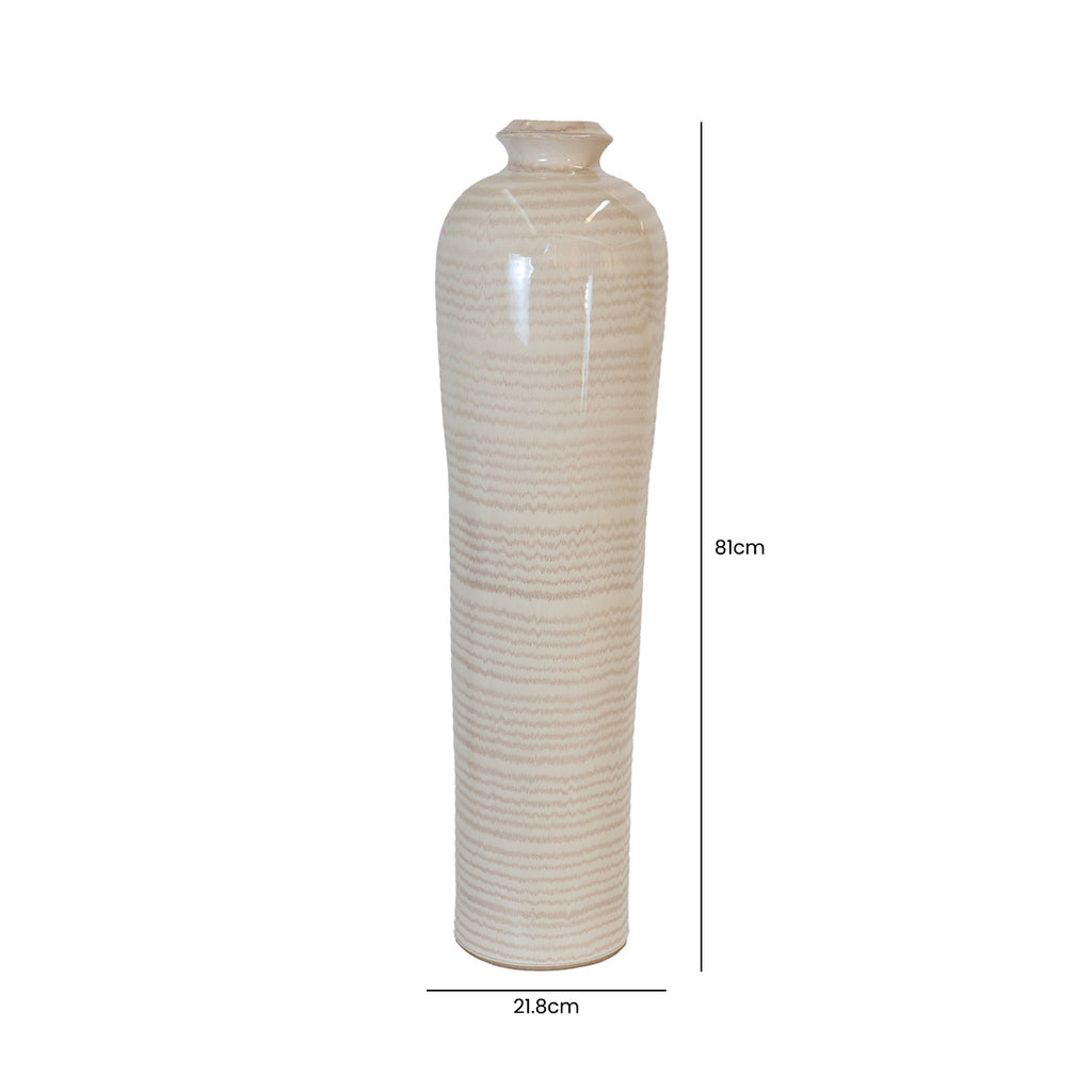 81cm Beige and Brown Stripes Ceramic Vase