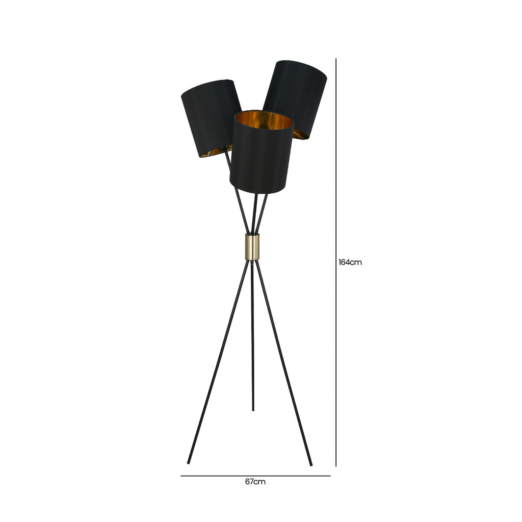Black Metal Tripod Floor Lamp