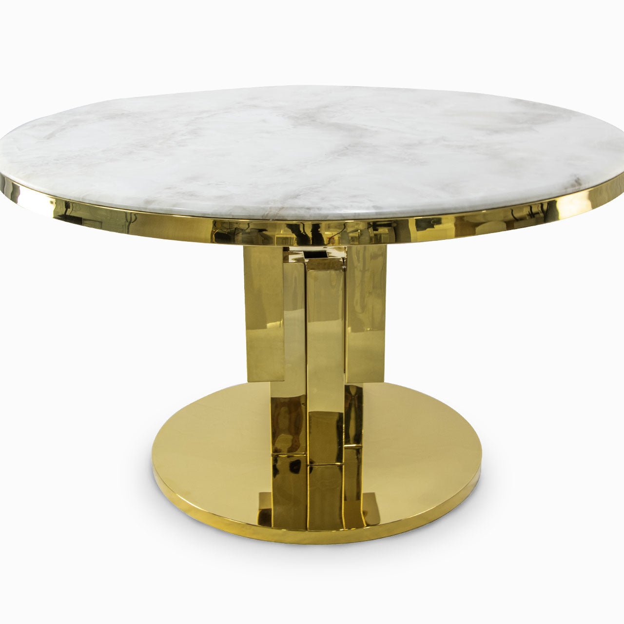 round dining table with gold base
