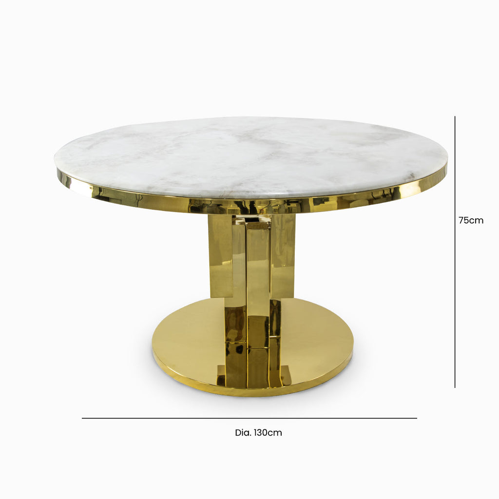 gold round marble top dining table