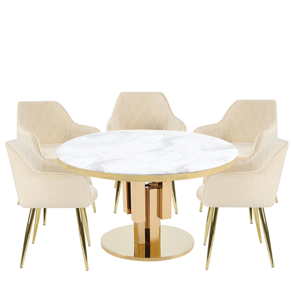 5 seater gold dining set