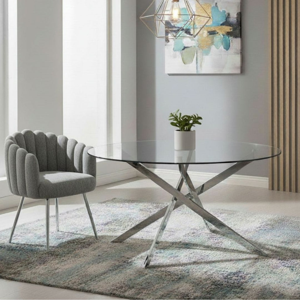  Chrome round dining table 