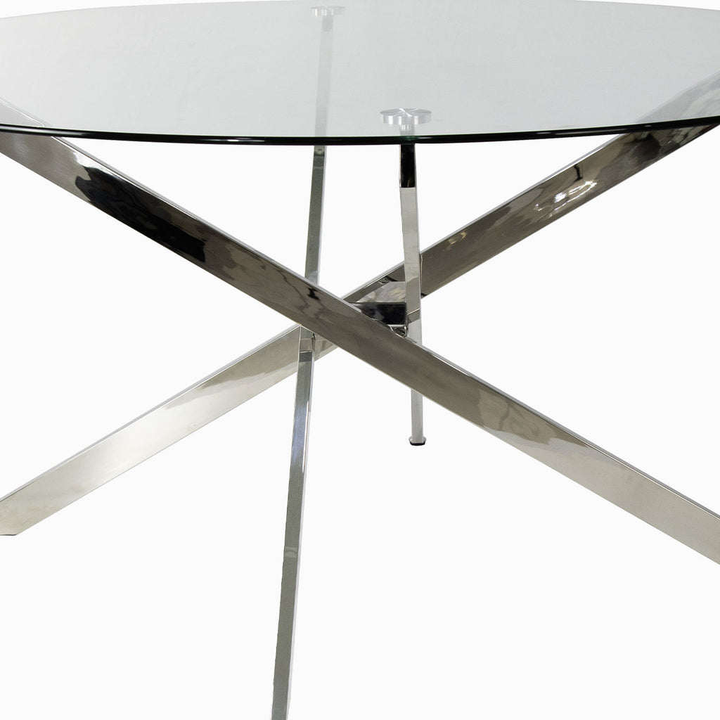chrome base round dining table