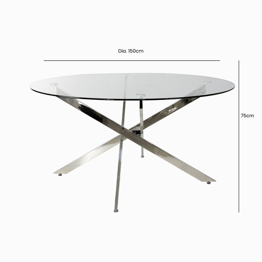 large glass round dining table
