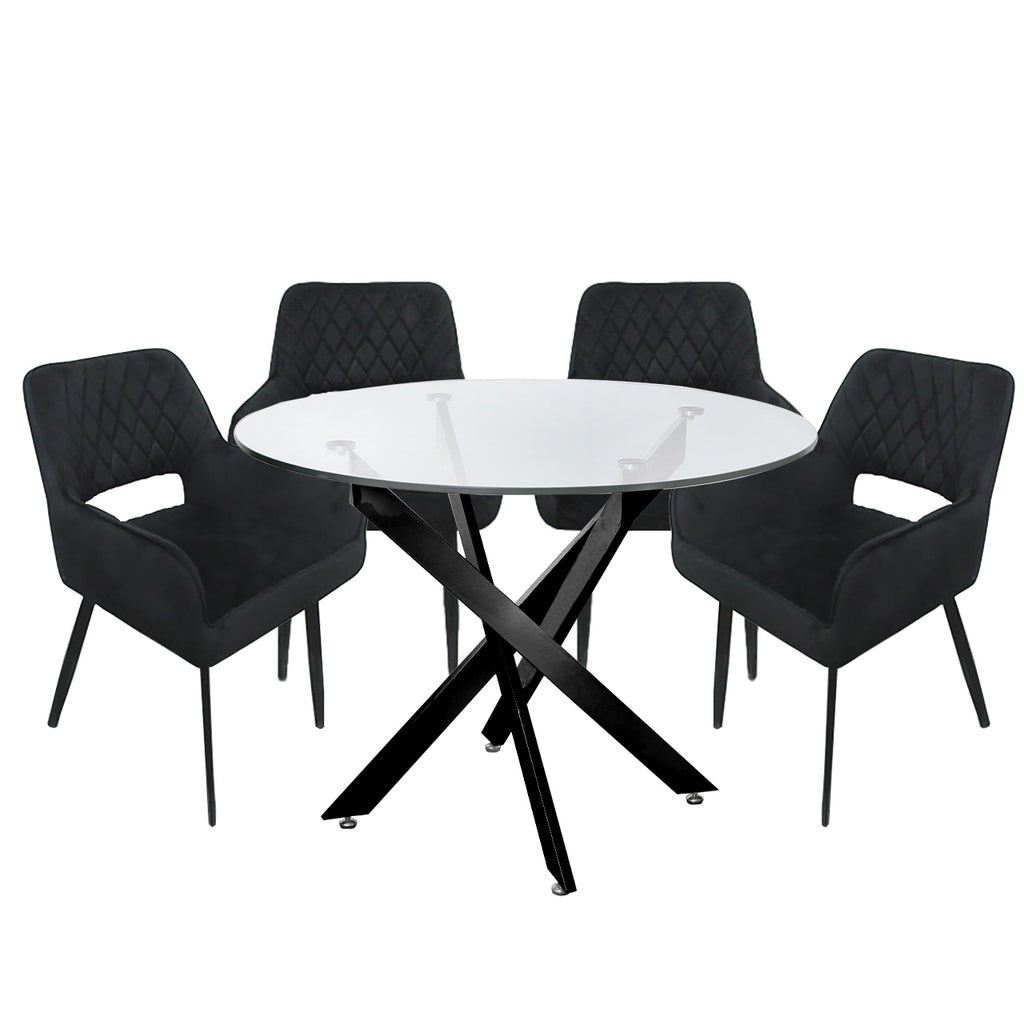 black glass dining table set 