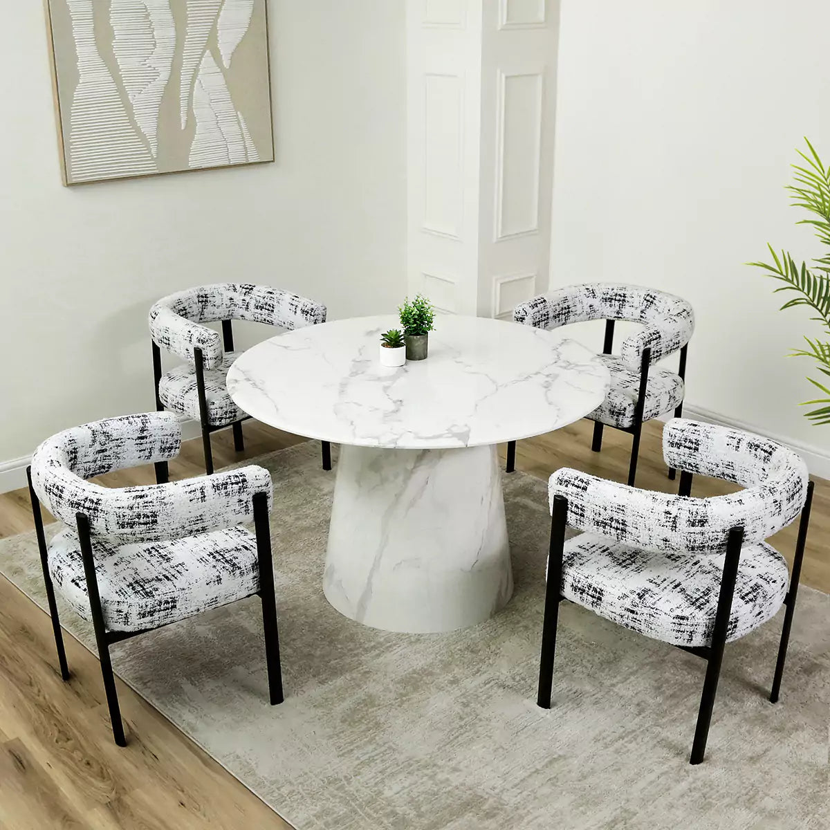 Seater Marble Dining Table Set Avellino White Black Ash Marble