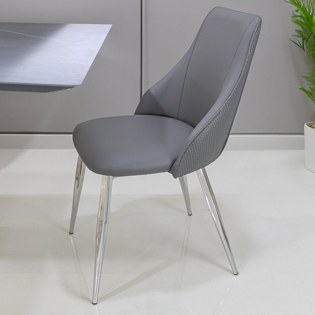 grey leather dining chair