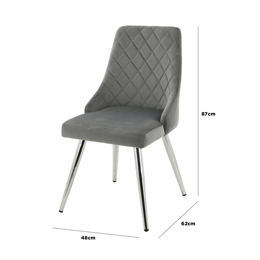 grey dining chair in velvet