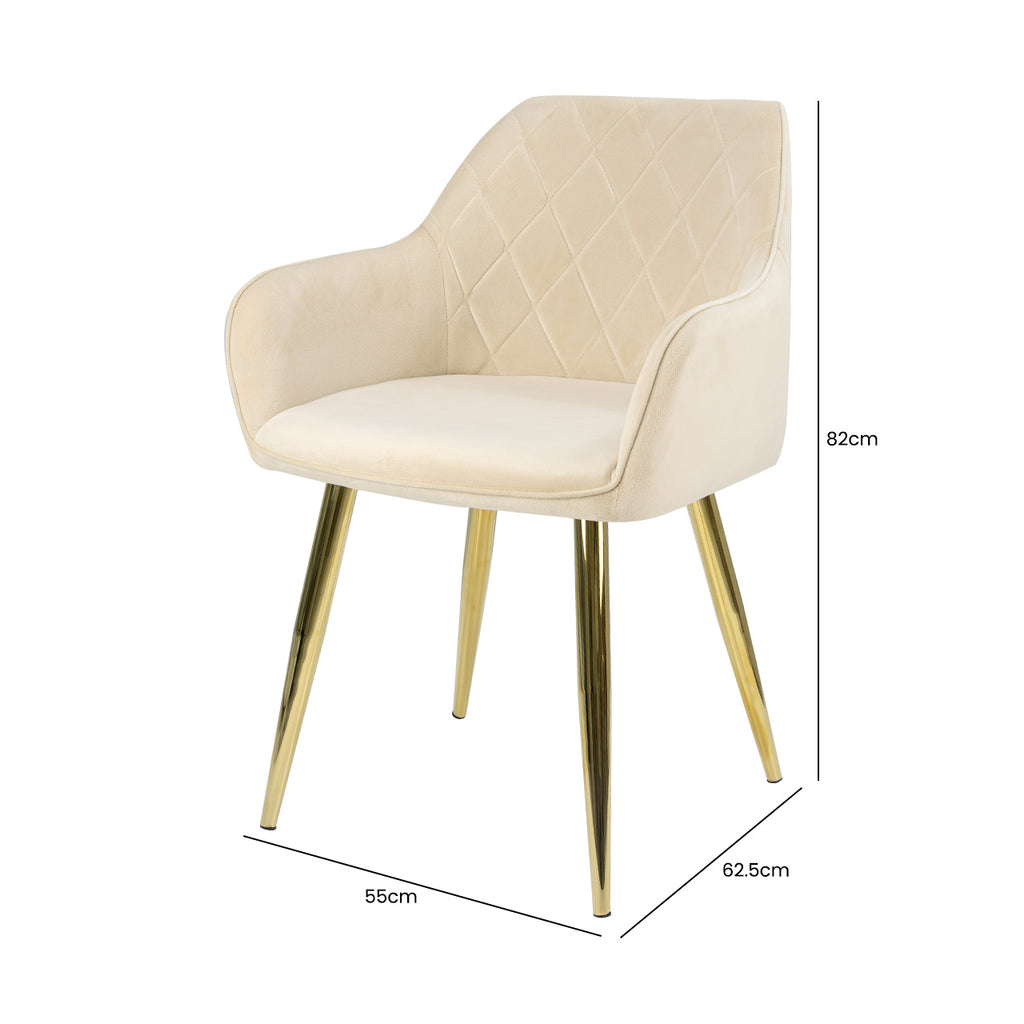 cream dining chair with gold legs