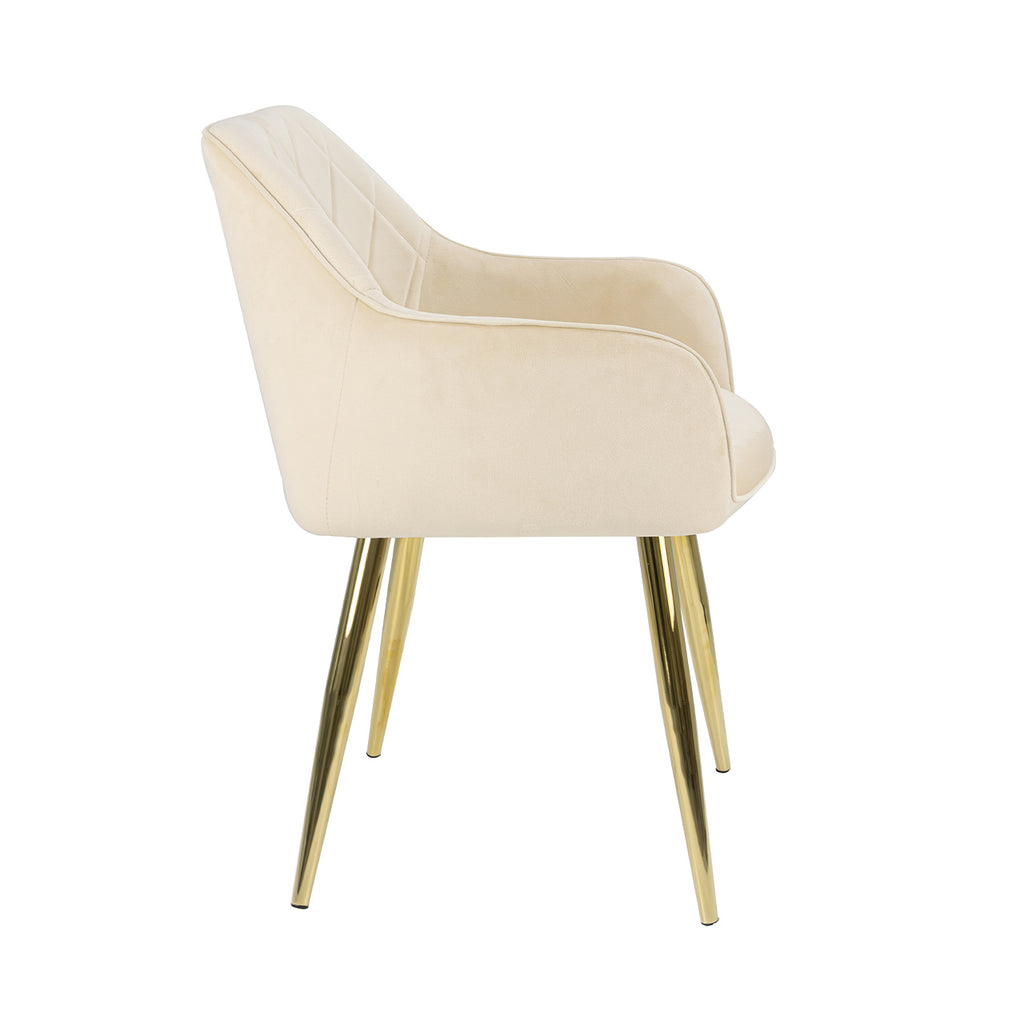 cream velvet dining chair with gold legs