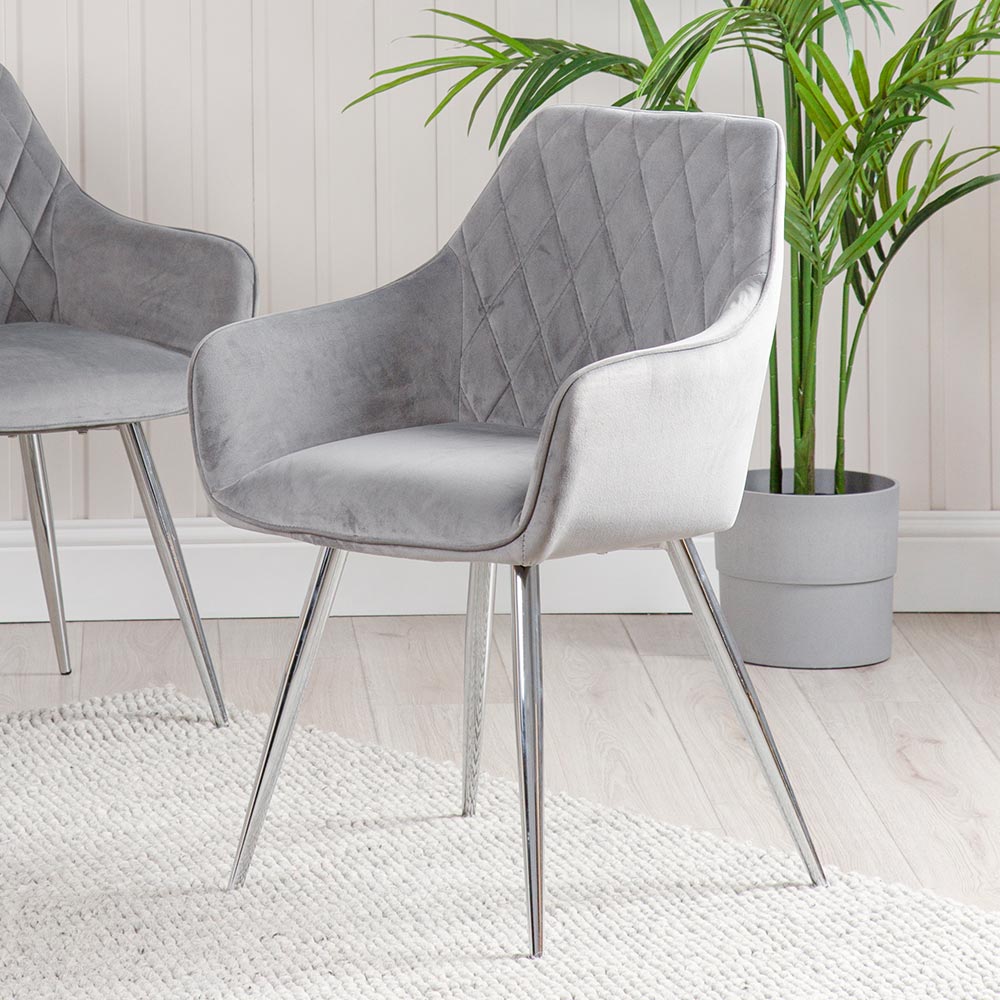 Grey velvet dining chair 